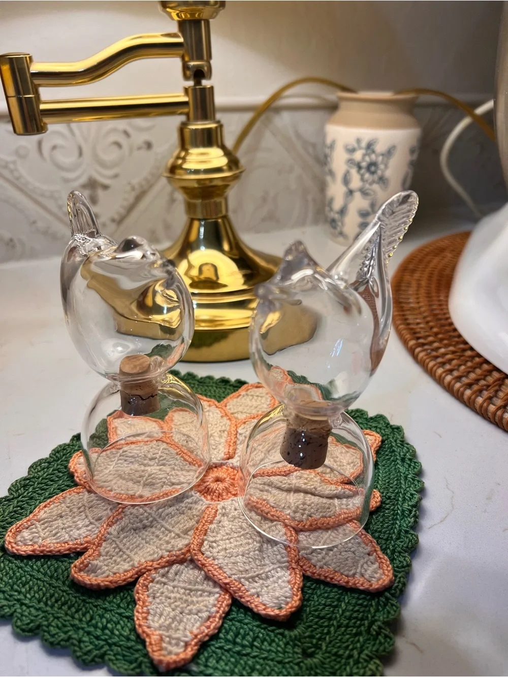 Vintage 1970s Nuutajärvi Kerttu Nurminen Glass Bird Salt & Pepper Shakers